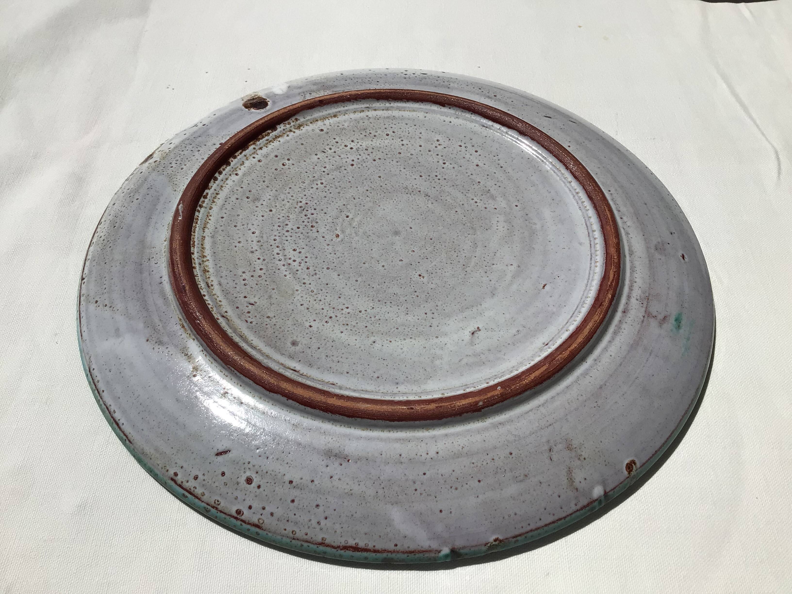 Vallauris Thistles flat plate hand decorated