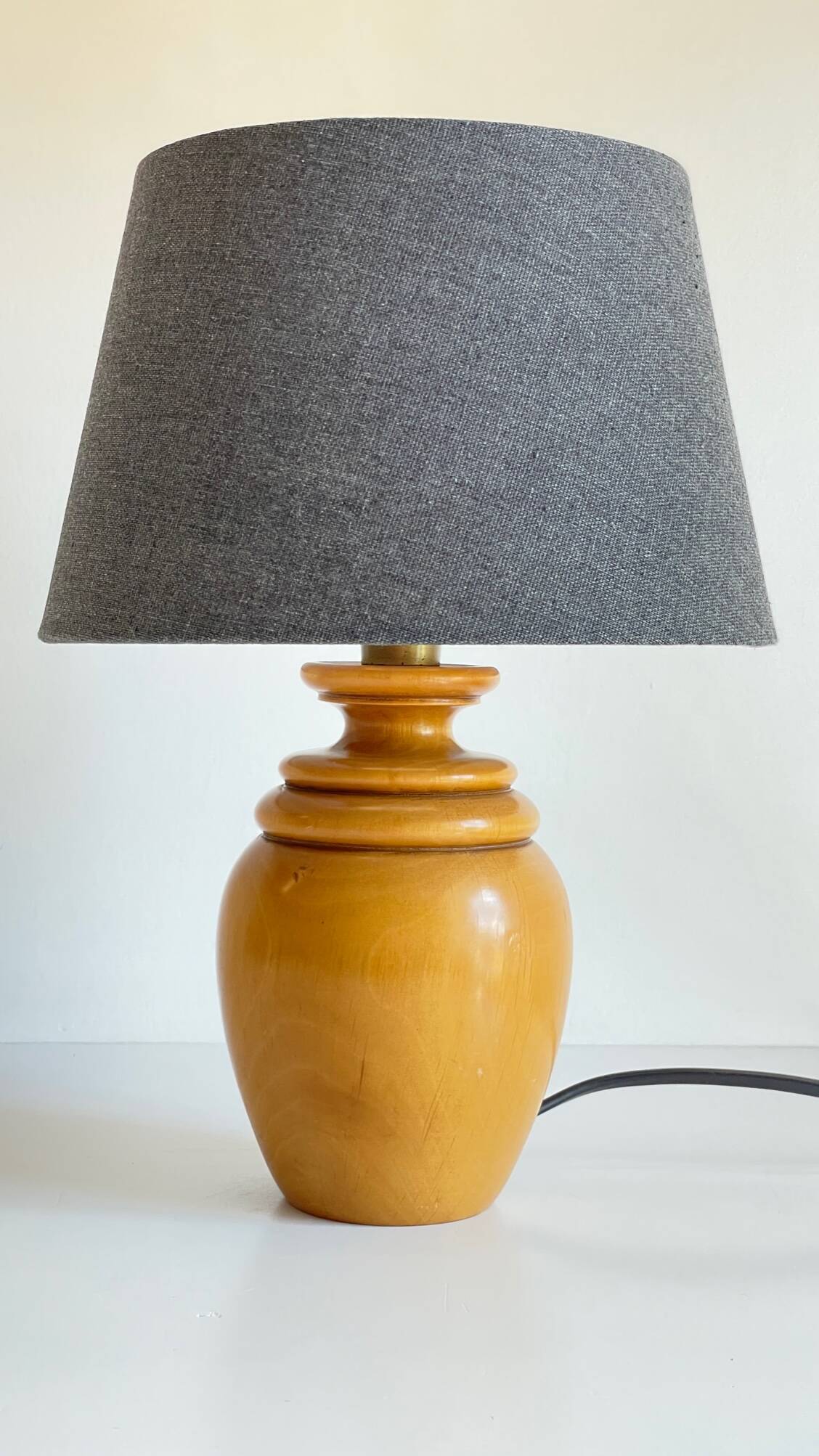 Vintage solid wood and fabric lamp