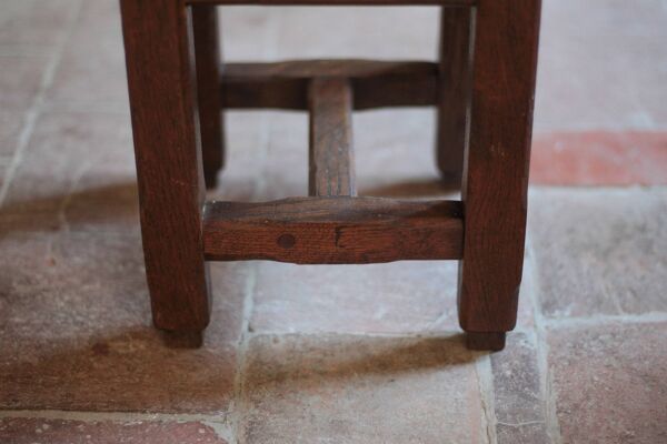 Tabouret vintage, tabouret bois, brutaliste, déco intérieur, porte-plante