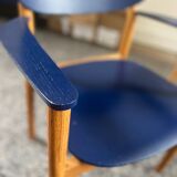 Fauteuil de table scandinave bois et bleu