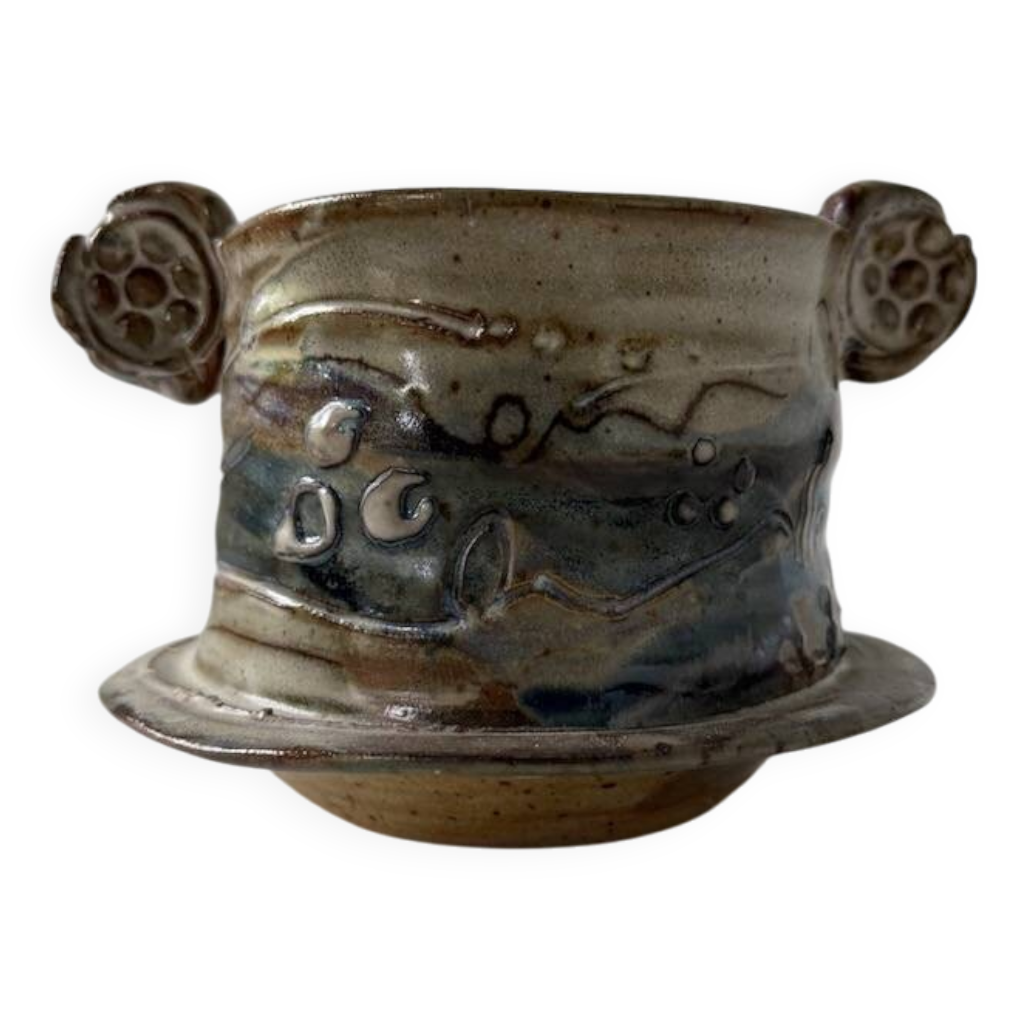 Yvon Gauchot ceramic bowl with handles