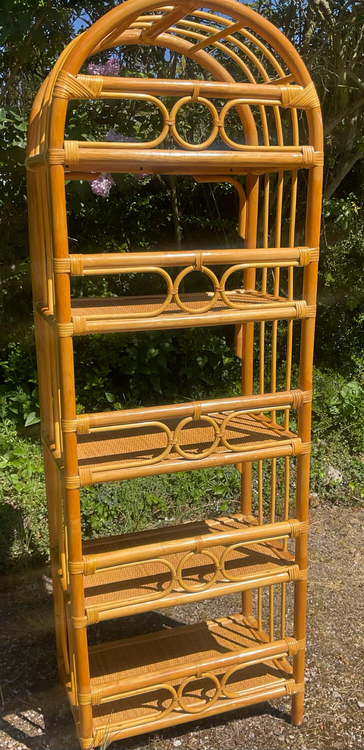 1970s rattan shelf