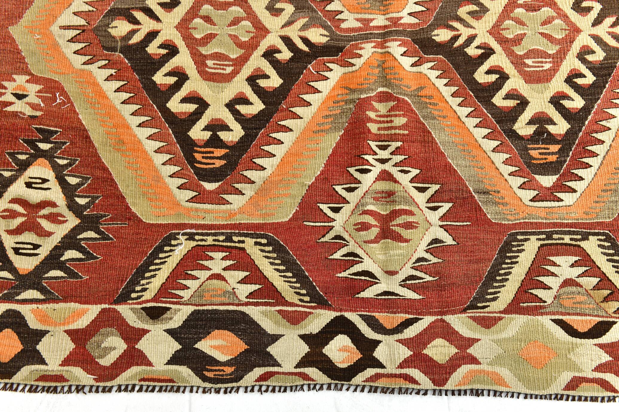 Red Brown Tribal Turkish Kilim Rug 146x292Cm SK 35174