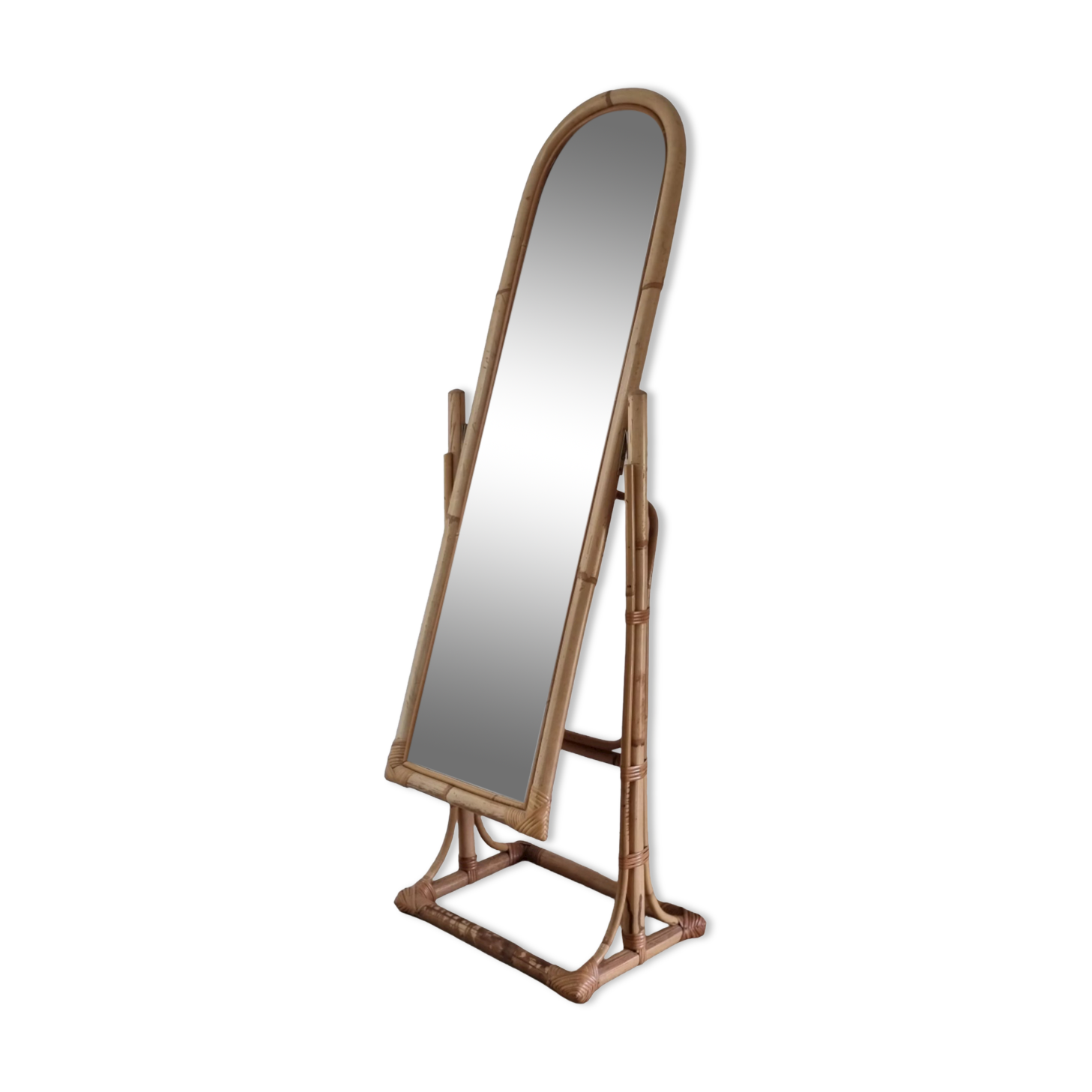 Rattan psyche mirror