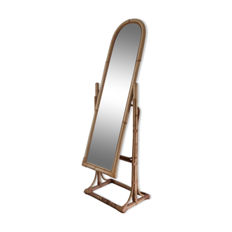 Rattan psyche mirror