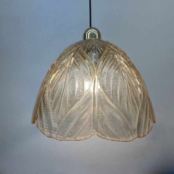 Lampe suspendue à feuilles de verre Peil & Putzer, années 1970