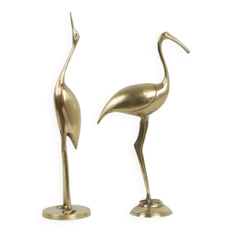 Vintage Couple MTC Brass Cranes Ibis Design Bird Regency 31cm