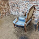 Louis XV style armchair in carved wood – blue fabric