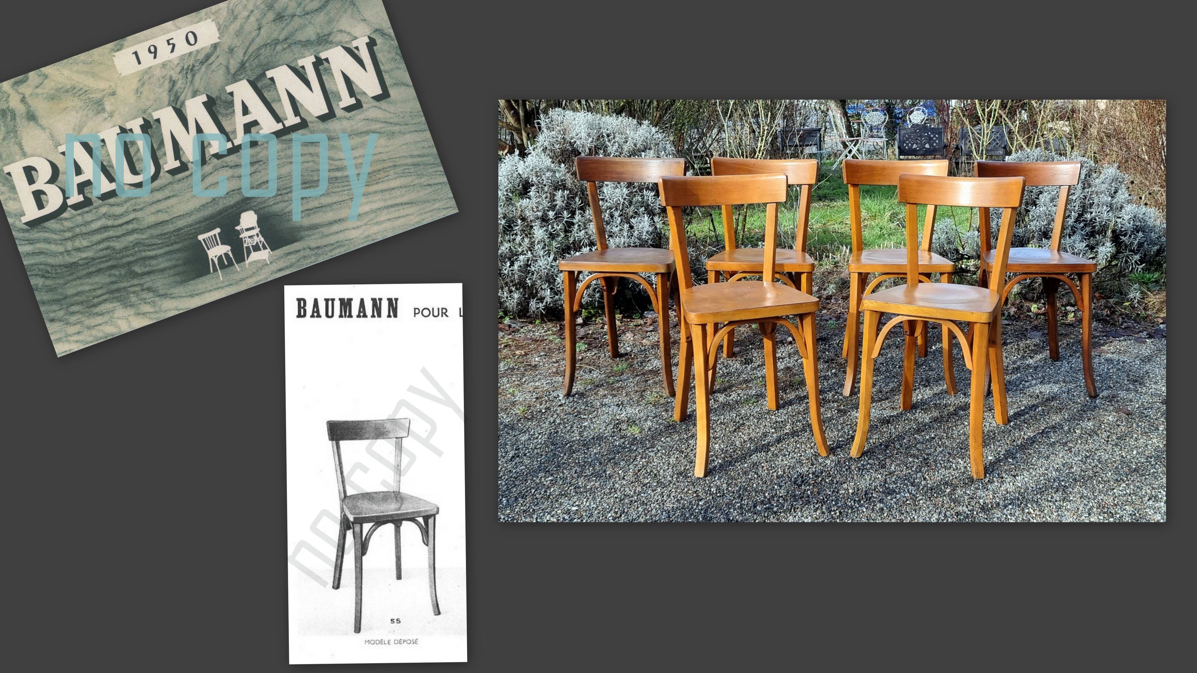 6 Baumann n°55 chairs from the 1950s