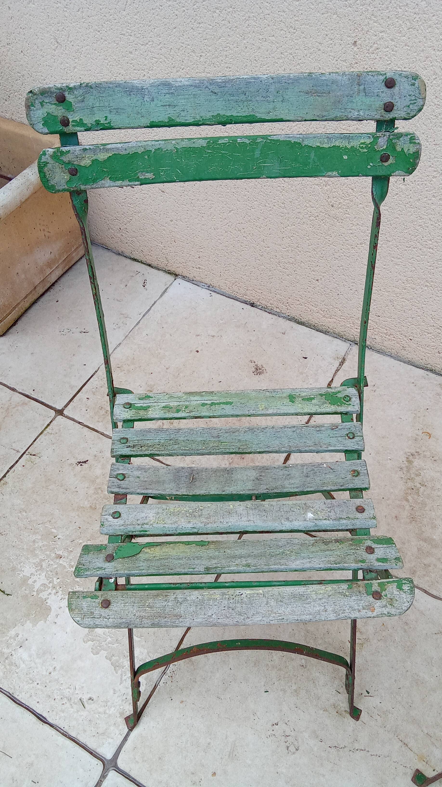 Paire de chaises de bistrot jardin pliable ancienne