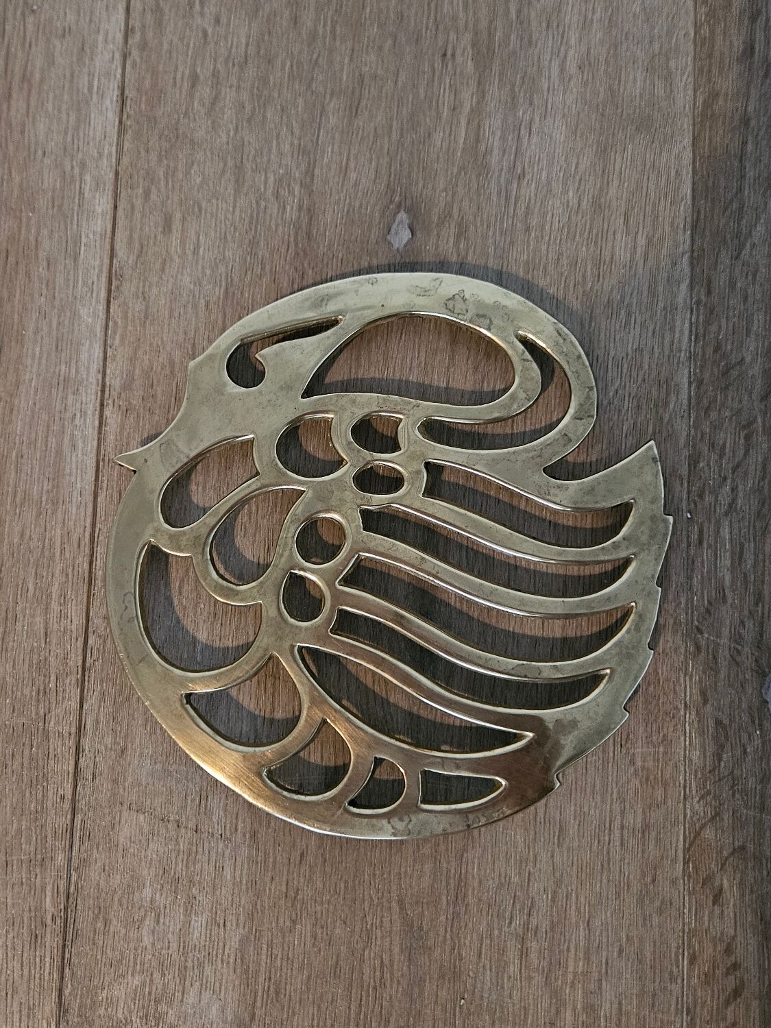 Brass trivet Sleeping Swan