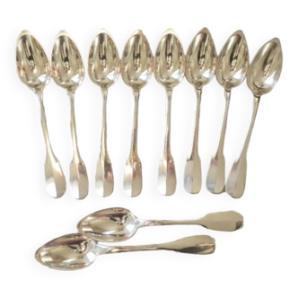 Set of small white metal spoons