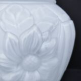 Large art deco glass vase with French floral decor H. 29.5 cm