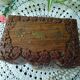 Ancient wooden jewelry box with mirror, engravings and brass décor,Asia India