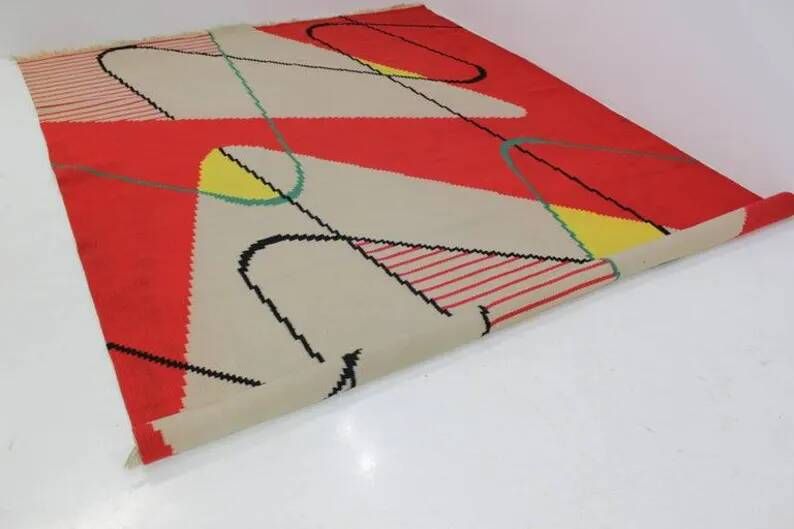 Extraordinary Big Geometric Modernist Kilim Carpet, A. Kybal, 1950s