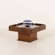 Italian vintage coffee table with bar compartment, walnut and glass, 1970s