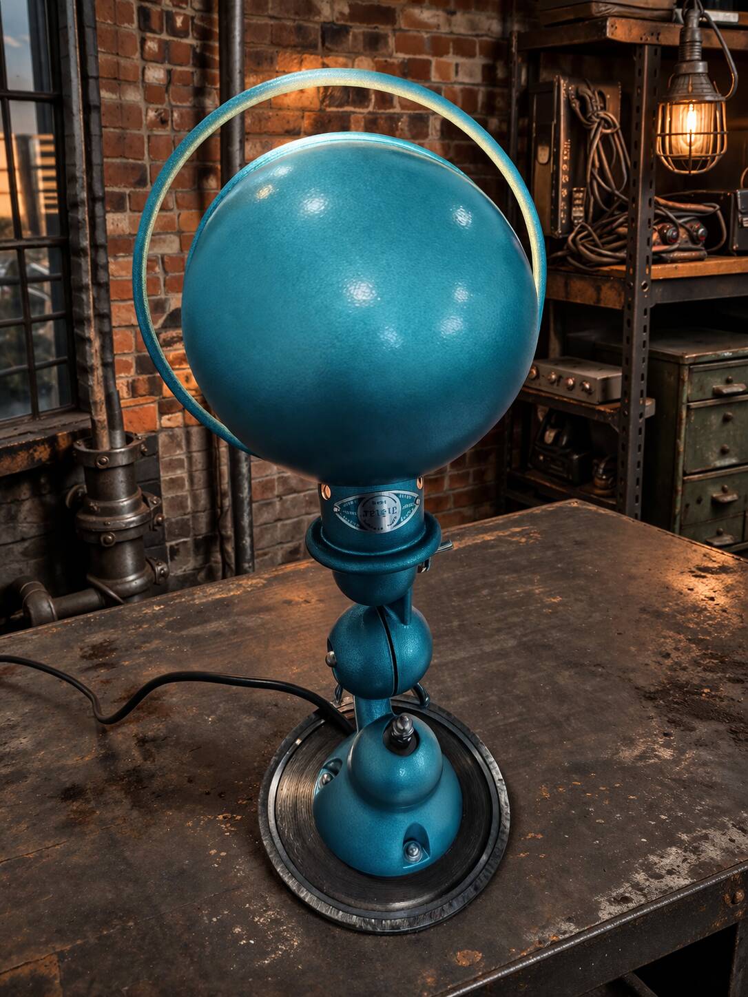 Green Jielde workshop lamp.