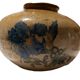 Pretty ball vase in enamelled stoneware with blue floral motifs