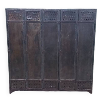 Very old riveted 5-door locker
