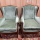 Pair of Louis XVI style wingback armchairs