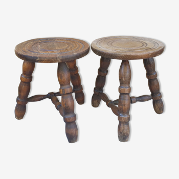 Duo of ancient tripod stools