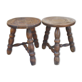 Duo of ancient tripod stools