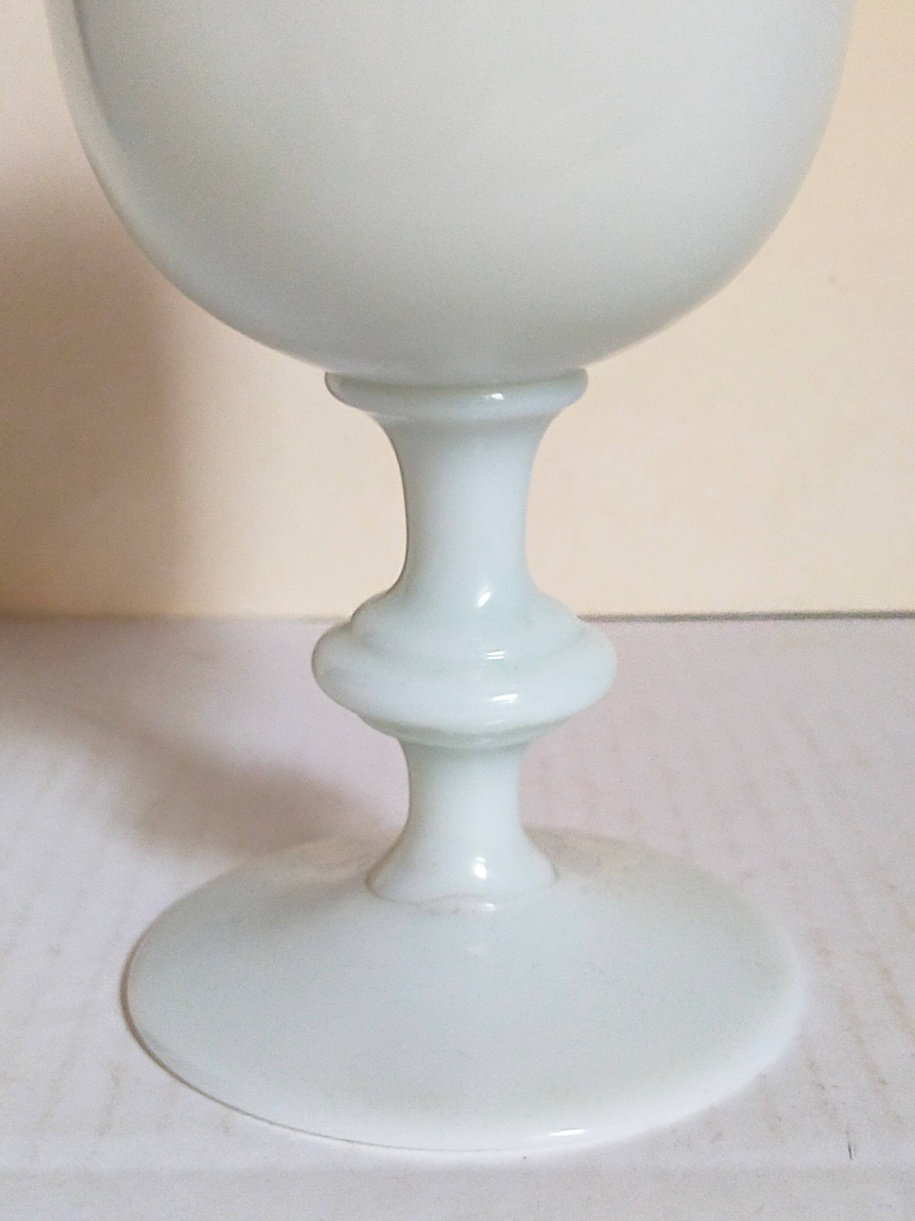 Vintage white opaline vase-cup 16.5 cm