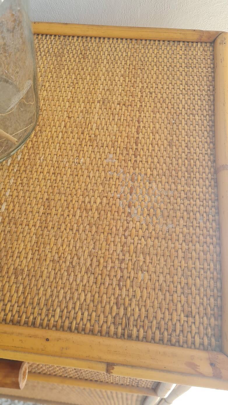 Vintage rattan chest of drawers