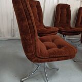 Set of 6 chrome velvet bucket chairs from the 70s