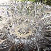 Coupe à fruits cristal taillé corbeille centre de table plat vintage 33cm