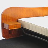 Vintage teak and walnut bed with nightstands, 1950s
