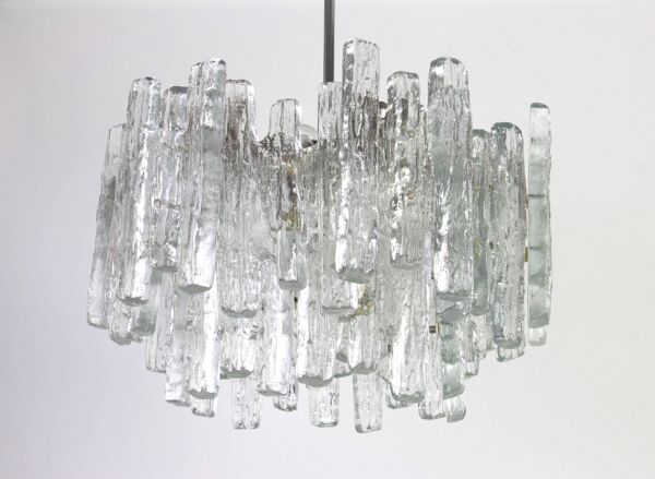 Lustre en Verre de Glace Murano par Kalmar, Autriche, Années 1960