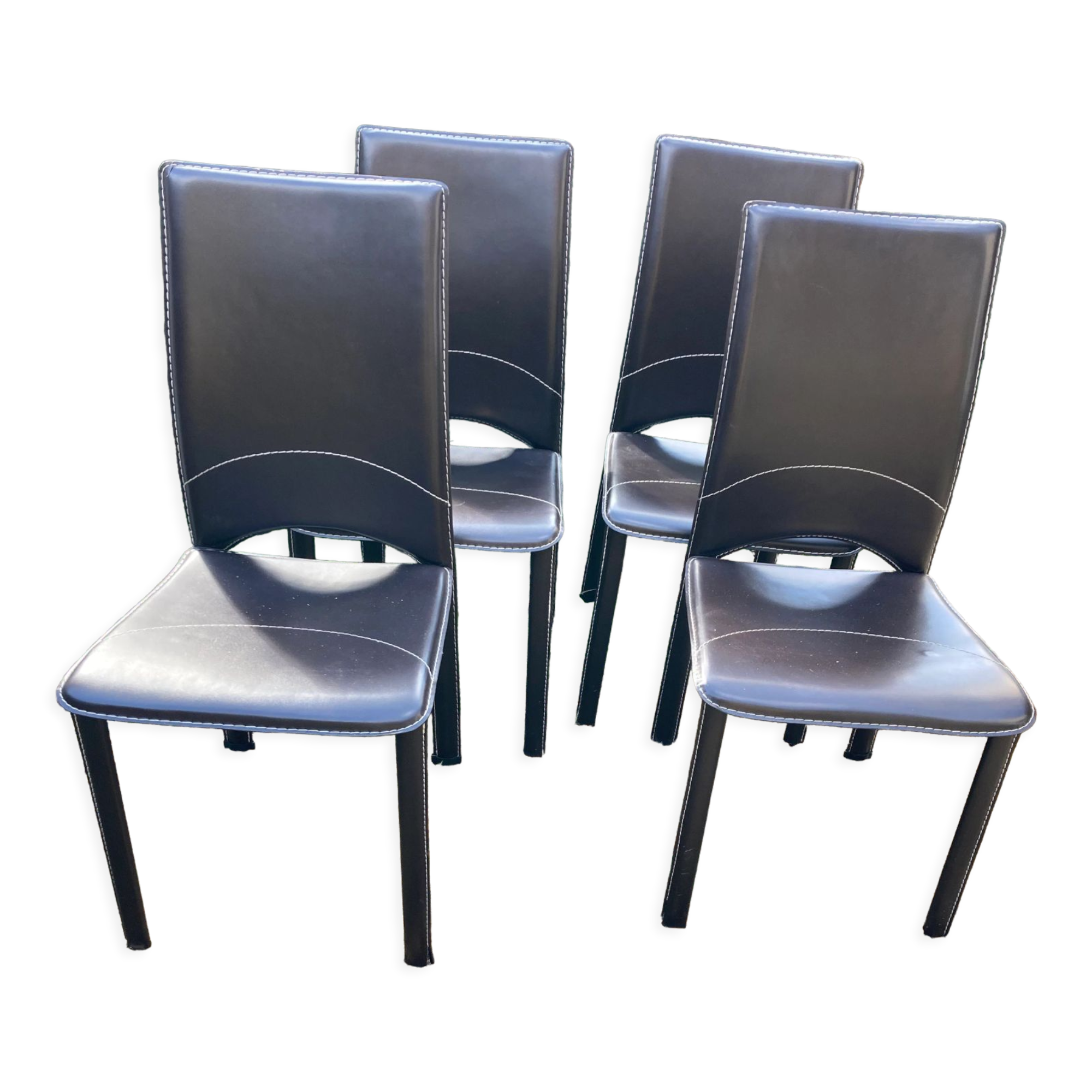 Lot de 4 chaises vintage cuir