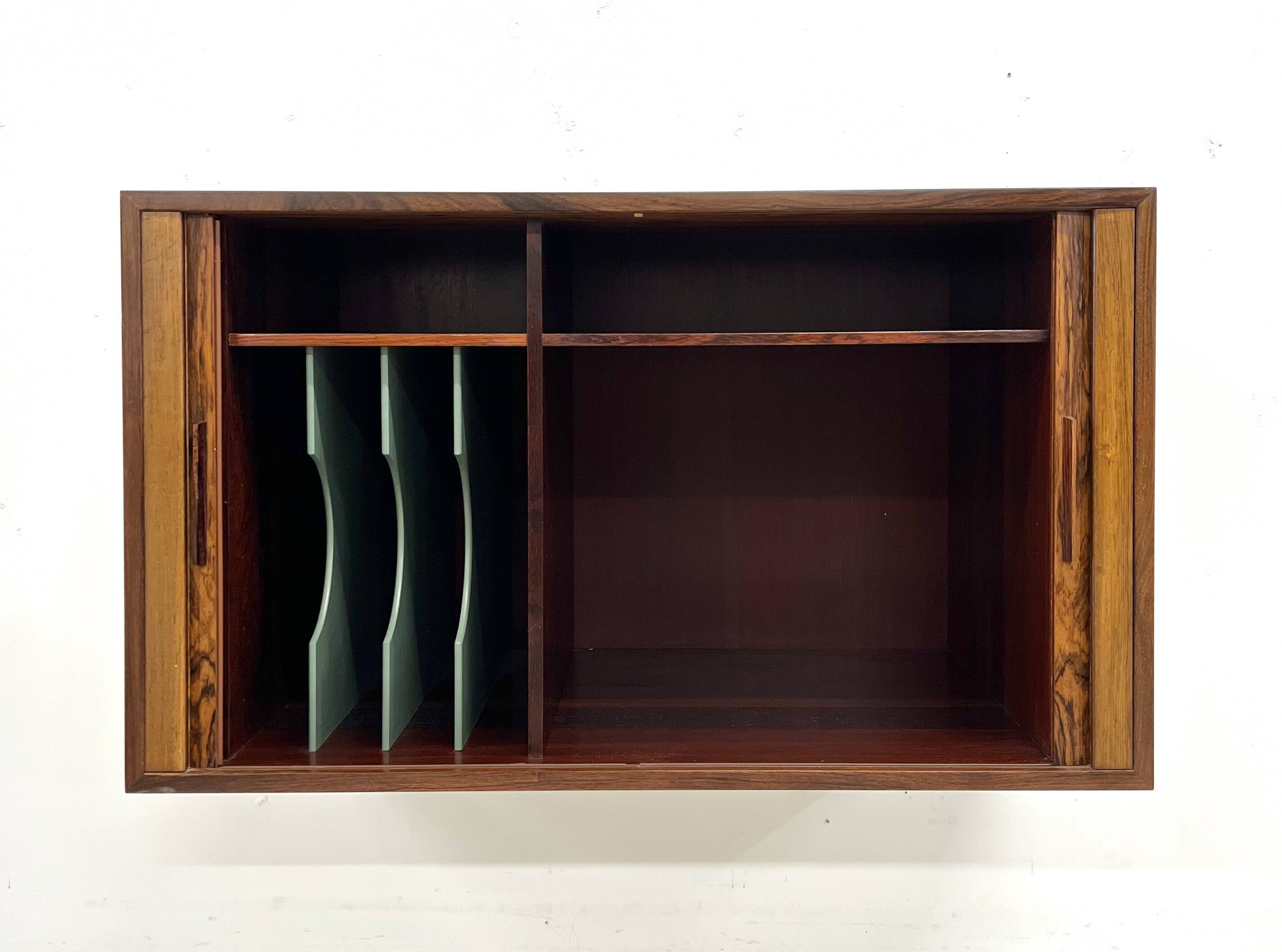 Rosewood Tambour Door Cabinet By Kai Kristiansen For Feldballes