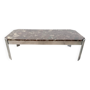 Table basse en marbre - chrome circa