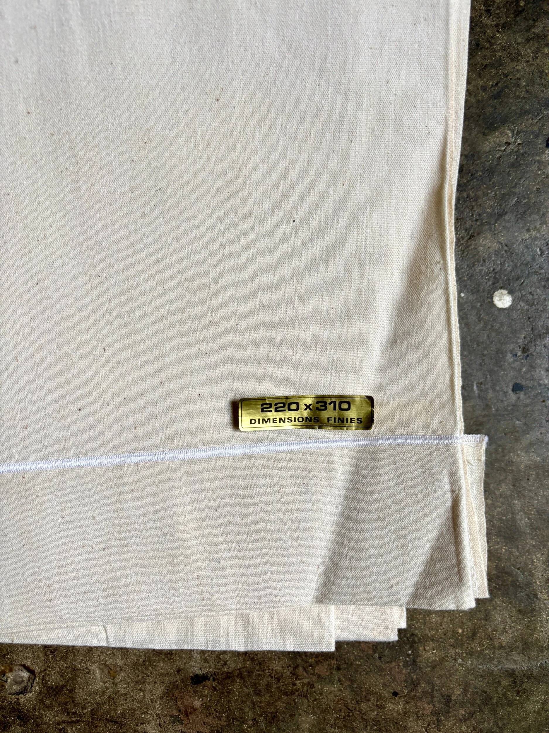 Beige linen sheet with hemstitching #11 ☐ 220 x 310 cm