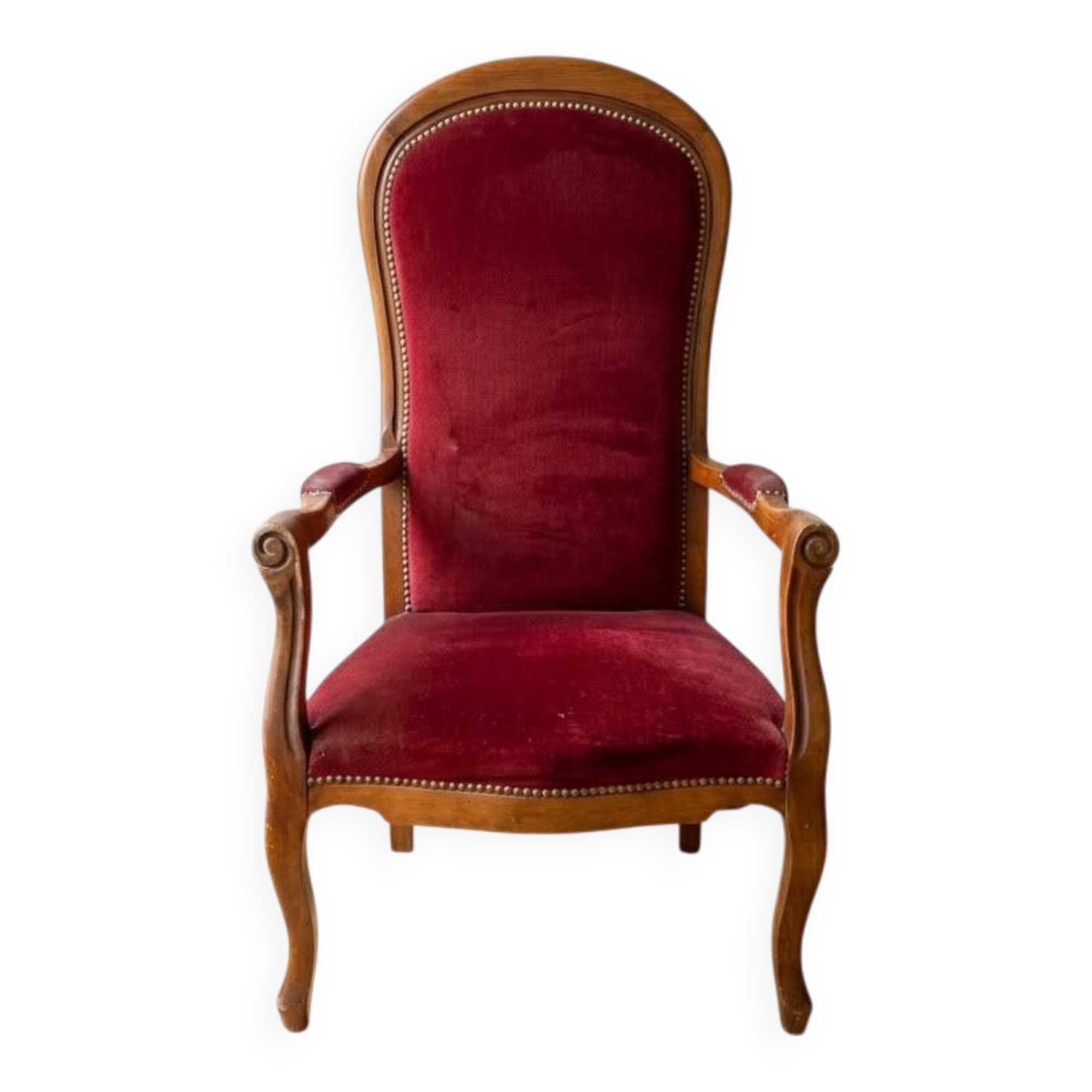 Louis XV armchair in wood and red velvet