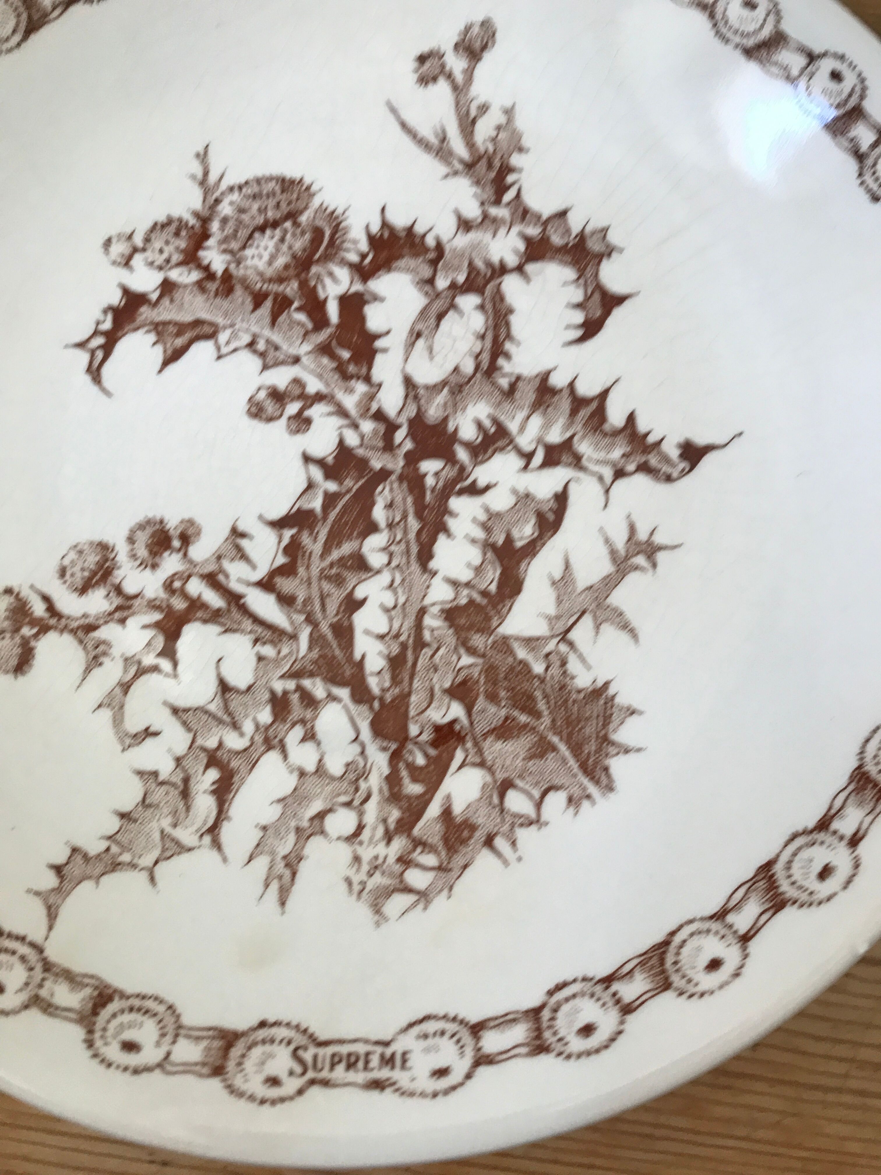 Series of 6 flat plates old model "Thistles" Gien