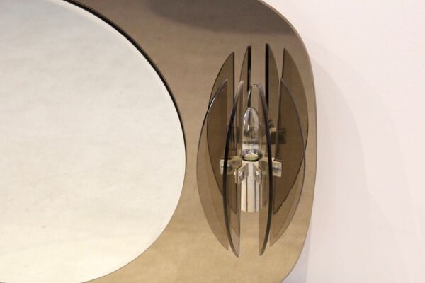 Miroir en verre italien à deux tons avec appliques en verre