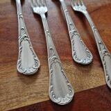 4 fourchettes à entremets Christofle en métal argenté modèle Chrysanthèmes