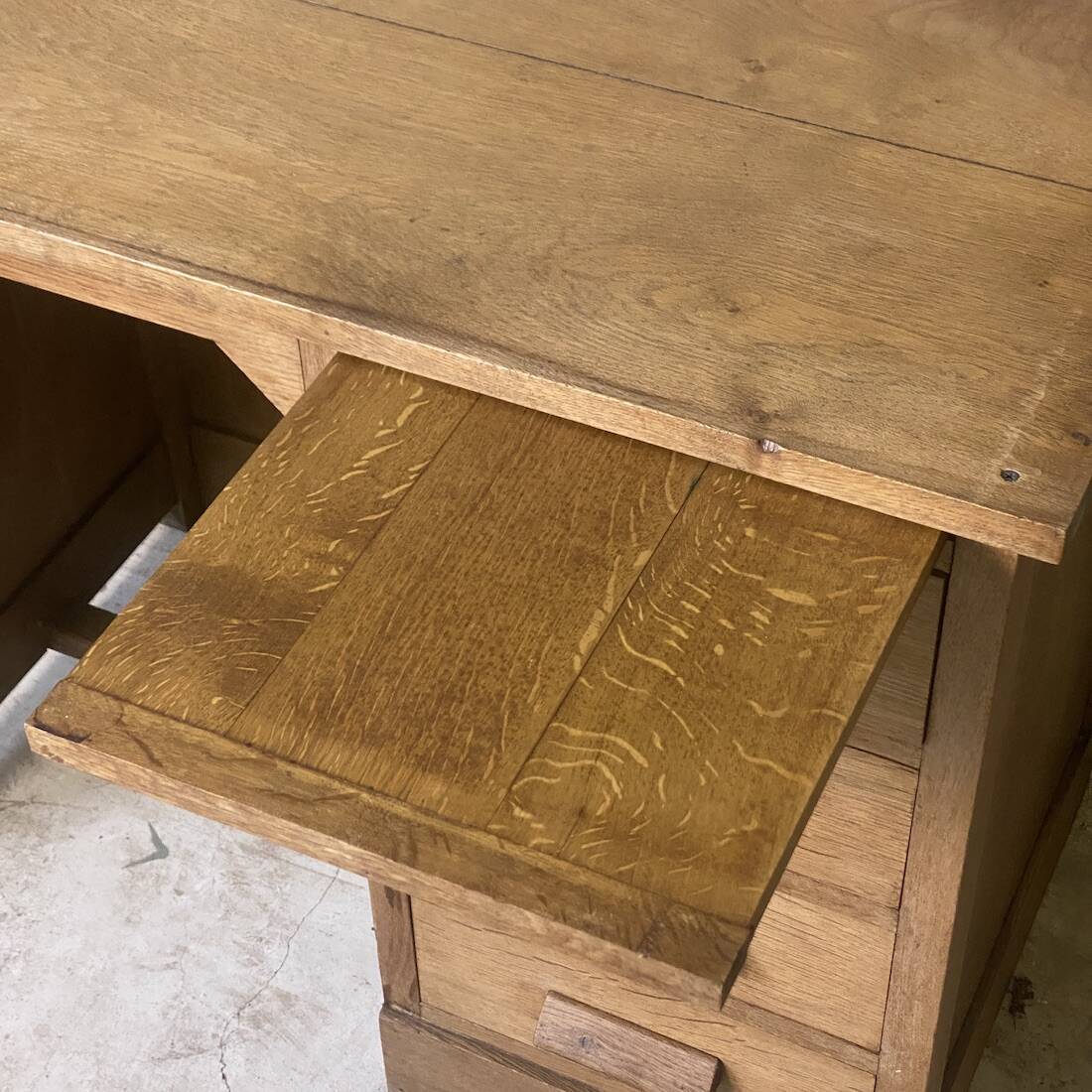 Vintage 1950s children's desk made of solid wood.