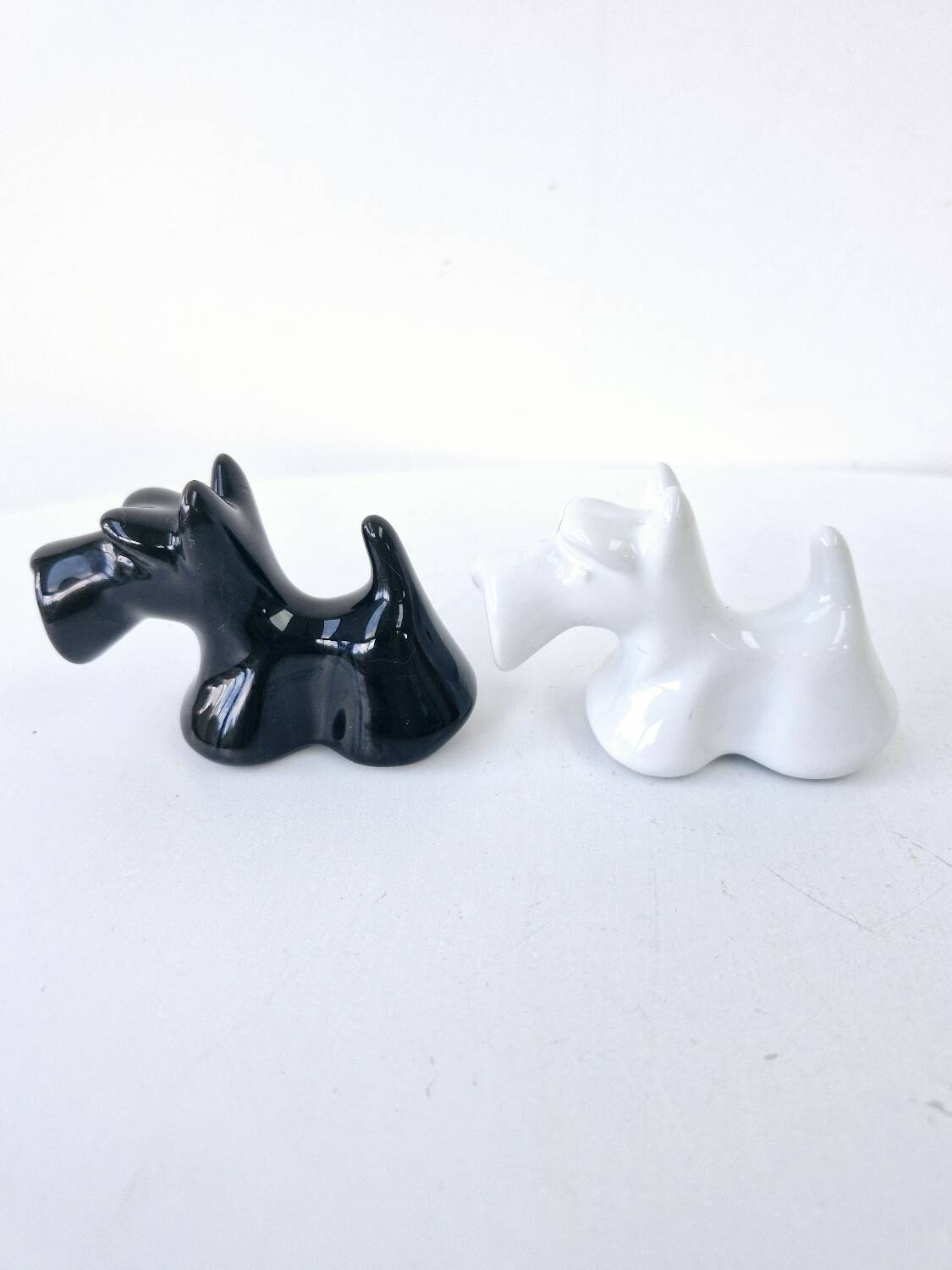 Black And White Scottish Terrier Dog Ceramic Salt And Pepper Shakers