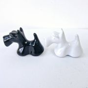 Black And White Scottish Terrier Dog Ceramic Salt And Pepper Shakers