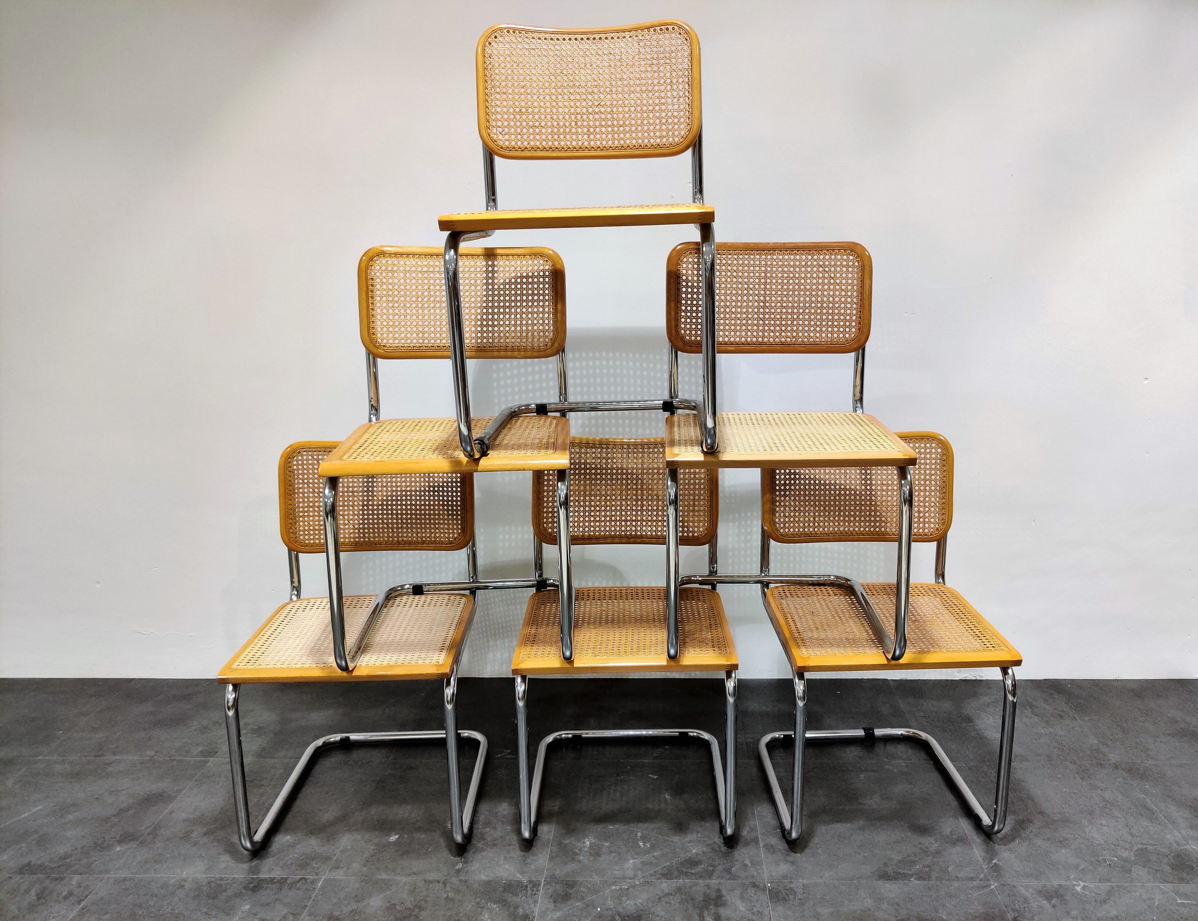 Set of 6 vintage Marcel Breuer Cesca chairs , 1970