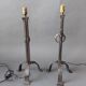 Pair of Brutalist style lamps in wrought iron 1950.