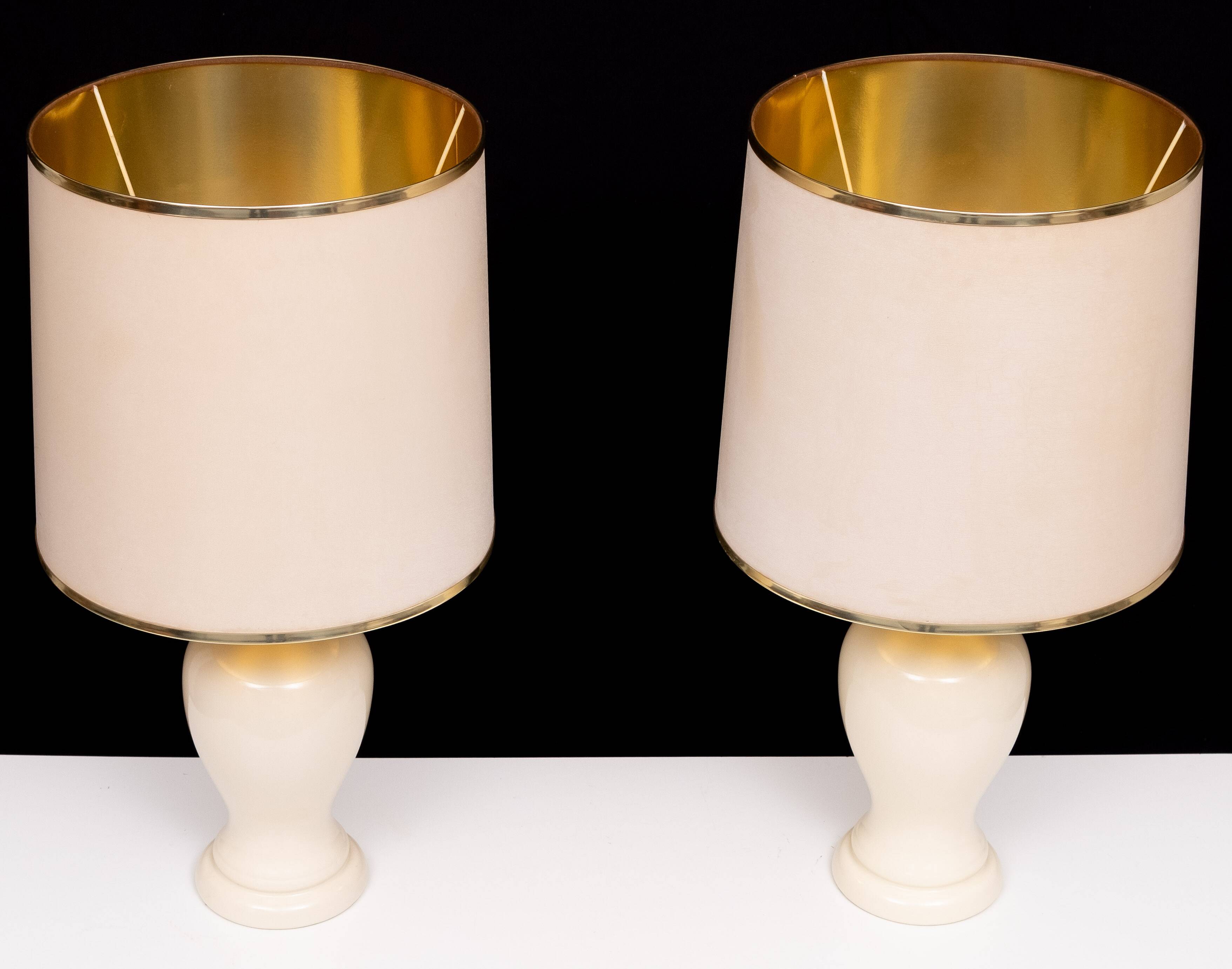 Herda set Ceramic table lamps matching Shade 1970s