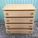 Old wooden chest of 4 drawers - handles brass feet compass 70s vintage