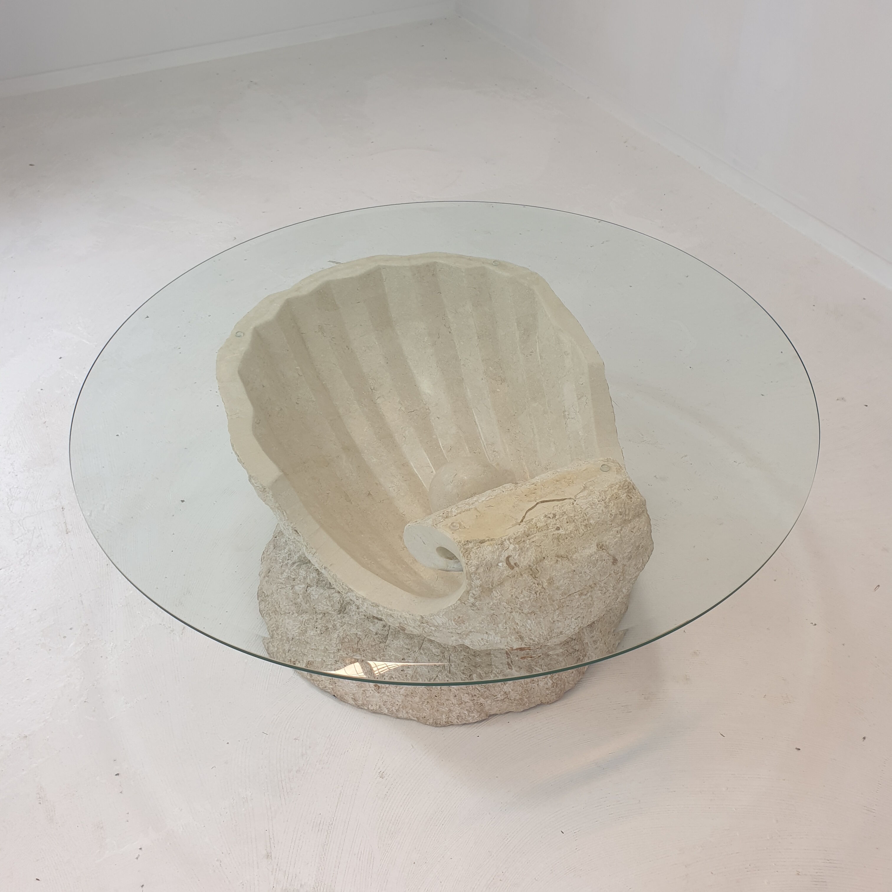 Magnussen ponte mactan stone shell coffee table, 1980s