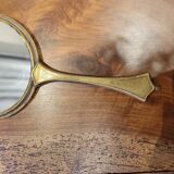 Brass hand mirror with magnifying back