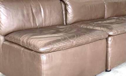 Vintage Scandinavian armchair in iridescent bronze leather, Ligne Roset chair.